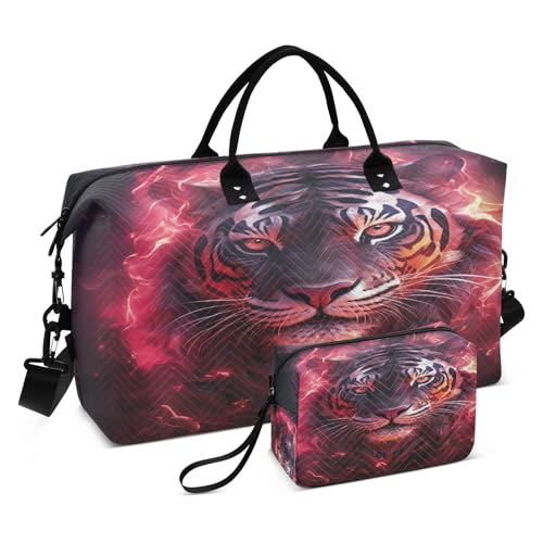LINNIKEEEE Roter Schicker Lichtpapagei Reise-Seesäcke, Sporttasche, Weekender Handtasche mit Kulturbeutel für Damen Mädchen Herren von LINNIKEEEE