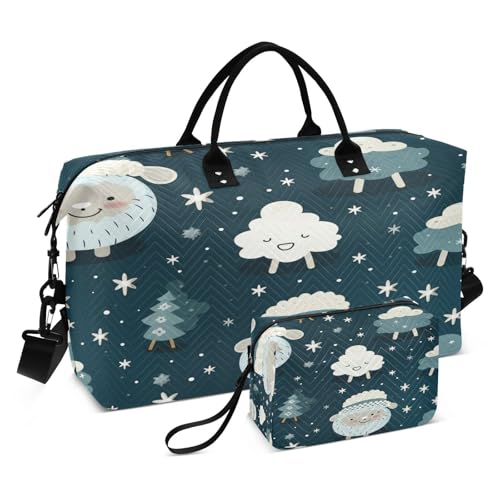 LINNIKEEEE Sich Wiederholendes Muster Süße Schafe Reise-Seesäcke, Sporttasche, Weekender Handtasche mit Kulturbeutel für Damen Mädchen Herren von LINNIKEEEE
