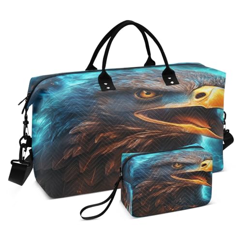 LINNIKEEEE Stern Blauer Weißkopfseeadler Reise-Seesäcke, Sporttasche, Weekender Handtasche mit Kulturbeutel für Damen Mädchen Herren von LINNIKEEEE