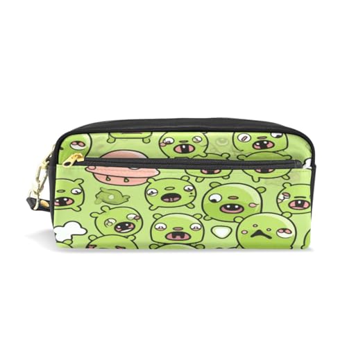 LINNIKEEEE Süße Cartoon-Frösche Federmäppchen aus Leder,Mäppchen Schlamperbox Stifttasche,Make-up-Tasche,Organizer für Jungen Mädchen von LINNIKEEEE