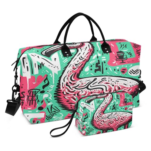 LINNIKEEEE Süße Gekritzel Strauße Reise-Seesäcke, Sporttasche, Weekender Handtasche mit Kulturbeutel für Damen Mädchen Herren von LINNIKEEEE