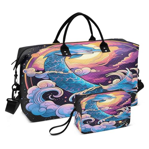 LINNIKEEEE Süßer Aquarelldelfin Reise-Seesäcke, Sporttasche, Weekender Handtasche mit Kulturbeutel für Damen Mädchen Herren von LINNIKEEEE