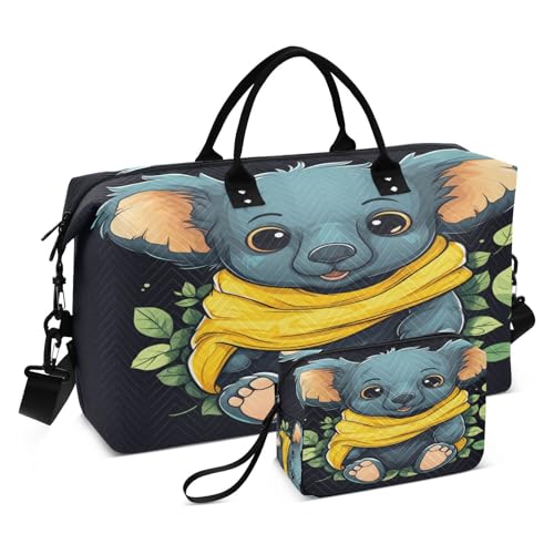 LINNIKEEEE Süßer Cartoon Koala Reise-Seesäcke, Sporttasche, Weekender Handtasche mit Kulturbeutel für Damen Mädchen Herren von LINNIKEEEE