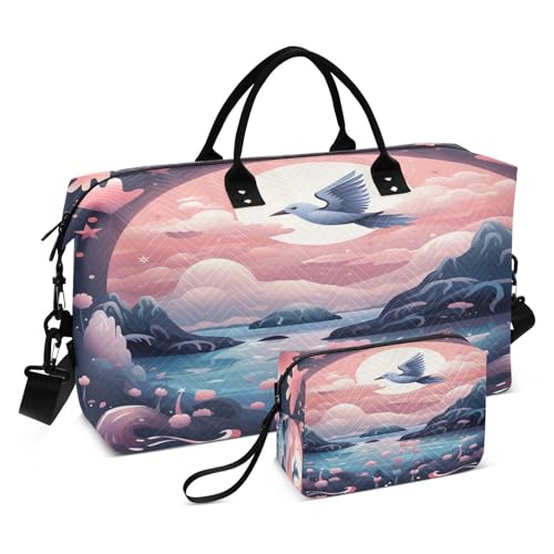 LINNIKEEEE Süßer Cartoon Kondor Reise-Seesäcke, Sporttasche, Weekender Handtasche mit Kulturbeutel für Damen Mädchen Herren von LINNIKEEEE