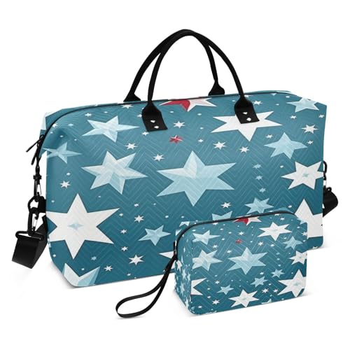 LINNIKEEEE Süßer Cartoon Musterstern Reise-Seesäcke, Sporttasche, Weekender Handtasche mit Kulturbeutel für Damen Mädchen Herren von LINNIKEEEE