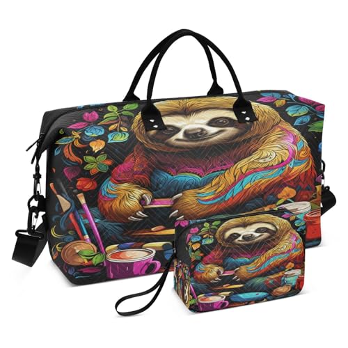 LINNIKEEEE Süßer Cartoon Pinguin Reise-Seesäcke, Sporttasche, Weekender Handtasche mit Kulturbeutel für Damen Mädchen Herren von LINNIKEEEE