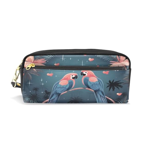 LINNIKEEEE Süßer Lustiger Cartoon-Papagei Federmäppchen aus Leder,Mäppchen Schlamperbox Stifttasche,Make-up-Tasche,Organizer für Jungen Mädchen von LINNIKEEEE