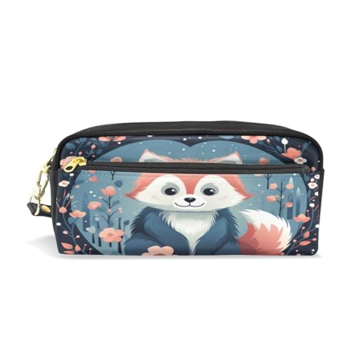 LINNIKEEEE Süßer Lustiger Cartoon Roter Panda Federmäppchen aus Leder,Mäppchen Schlamperbox Stifttasche,Make-up-Tasche,Organizer für Jungen Mädchen von LINNIKEEEE