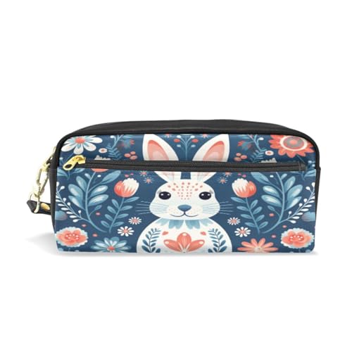 LINNIKEEEE Süßer Osterhase Federmäppchen aus Leder,Mäppchen Schlamperbox Stifttasche,Make-up-Tasche,Organizer für Jungen Mädchen von LINNIKEEEE