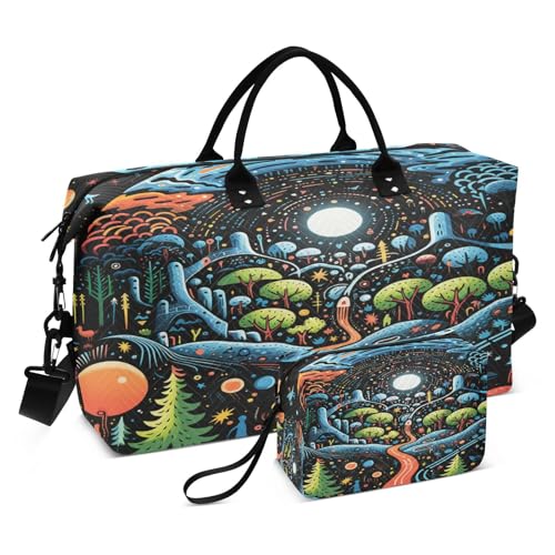 LINNIKEEEE Süßes Gekritzel Komodowarane Reise-Seesäcke, Sporttasche, Weekender Handtasche mit Kulturbeutel für Damen Mädchen Herren von LINNIKEEEE