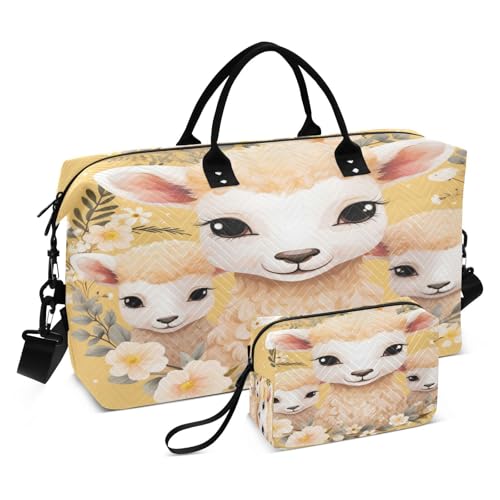 LINNIKEEEE Süßes Gelbes Schaf Reise-Seesäcke, Sporttasche, Weekender Handtasche mit Kulturbeutel für Damen Mädchen Herren von LINNIKEEEE