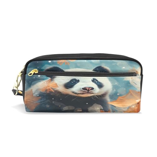 LINNIKEEEE Süßes Tierpanda-Aquarell Federmäppchen aus Leder,Mäppchen Schlamperbox Stifttasche,Make-up-Tasche,Organizer für Jungen Mädchen von LINNIKEEEE