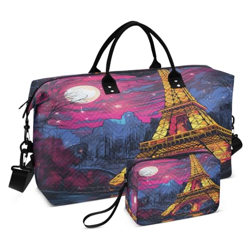 LINNIKEEEE Turm Kunst Mond Reise-Seesäcke, Sporttasche, Weekender Handtasche mit Kulturbeutel für Damen Mädchen Herren von LINNIKEEEE