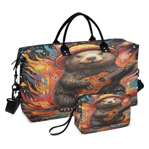 LINNIKEEEE Weihnachten Coole Musik Totenkopf Reise-Seesäcke, Sporttasche, Weekender Handtasche mit Kulturbeutel für Damen Mädchen Herren von LINNIKEEEE