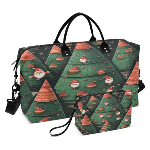 LINNIKEEEE Weihnachtsbaum Weihnachtsmann Reise-Seesäcke, Sporttasche, Weekender Handtasche mit Kulturbeutel für Damen Mädchen Herren von LINNIKEEEE