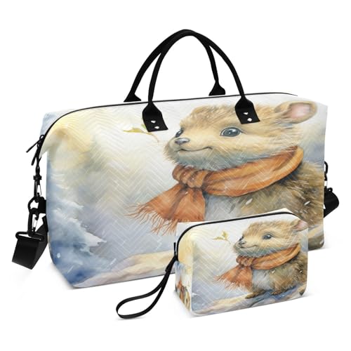LINNIKEEEE Weißer Aquarellelefant Reise-Seesäcke, Sporttasche, Weekender Handtasche mit Kulturbeutel für Damen Mädchen Herren von LINNIKEEEE