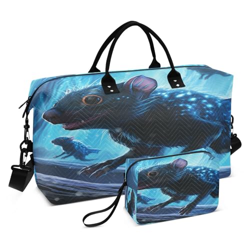 LINNIKEEEE Weltraumblauer Tasmanier Reise-Seesäcke, Sporttasche, Weekender Handtasche mit Kulturbeutel für Damen Mädchen Herren von LINNIKEEEE