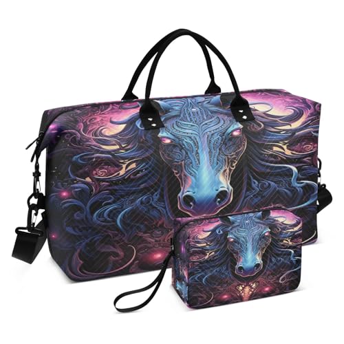 LINNIKEEEE Weltraumlicht Delphin Reise-Seesäcke, Sporttasche, Weekender Handtasche mit Kulturbeutel für Damen Mädchen Herren von LINNIKEEEE