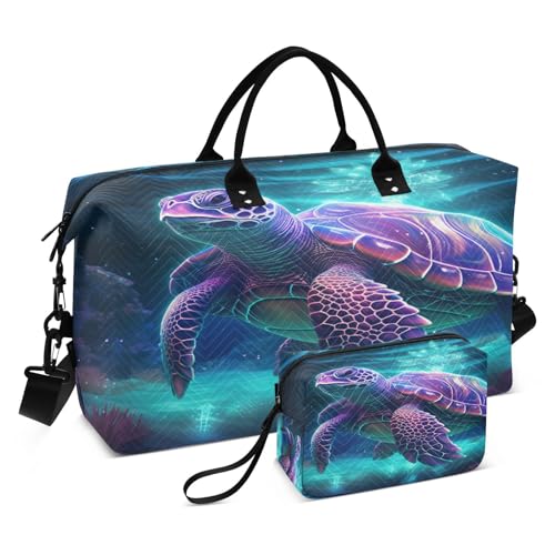 LINNIKEEEE Weltraumlicht Nashorn Reise-Seesäcke, Sporttasche, Weekender Handtasche mit Kulturbeutel für Damen Mädchen Herren von LINNIKEEEE