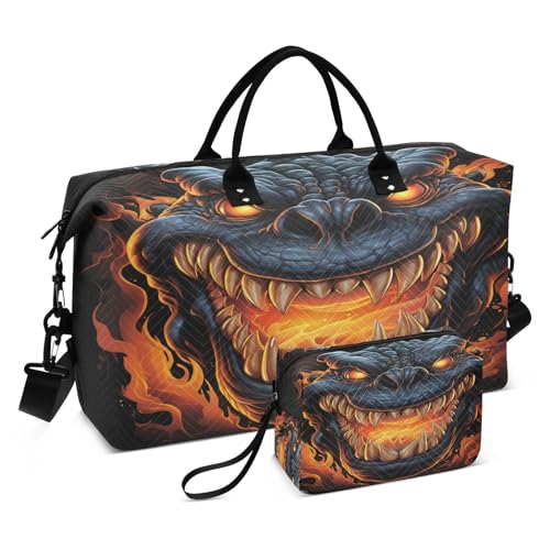 LINNIKEEEE Wütendes Gefeuertes Nilpferd Reise-Seesäcke, Sporttasche, Weekender Handtasche mit Kulturbeutel für Damen Mädchen Herren von LINNIKEEEE