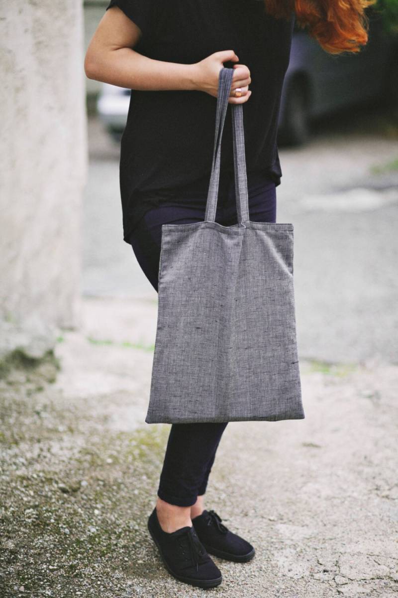 Leinen Tragetasche/Graue Tasche Tote Bag Leinen Tragetasche/Graue Tasche Tote Bag von LINOHAZE