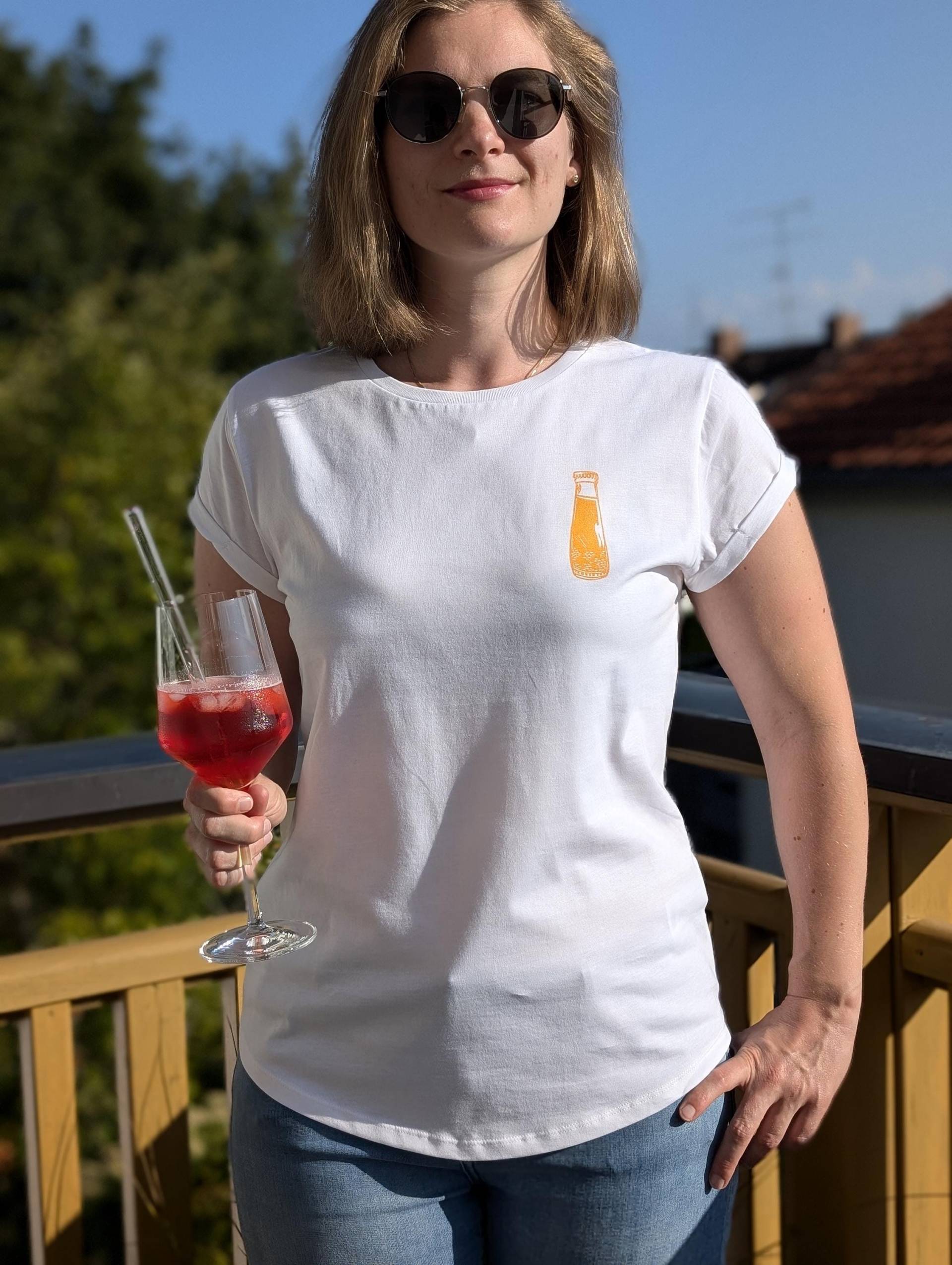 Aperitif-Shirt Für Damen, Handbedrucktes Unikat Maschinenwaschbar Aperitif-Shirt Für Damen, Handbedrucktes Unikat Maschinenwaschbar von LINOVIAGGIO