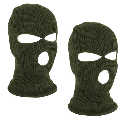 LINSOCLE 2pcs Balaclava - 3-Loch Sturmmaske, Gestrickte Sturmhaube Armeegrün, Multifunktionsmaske, Skimütze für Motorrad und Fahrrad LINSOCLE 2pcs Balaclava - 3-Loch Sturmmaske, Gestrickte Sturmhaube Armeegrün, Multifunktionsmaske, Skimütze für Motorrad und Fahrrad von LINSOCLE