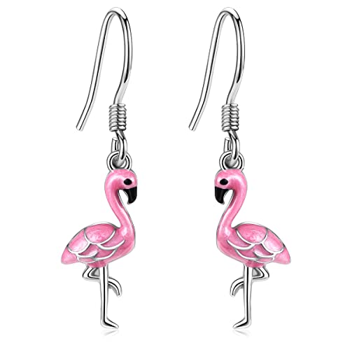 Flamingo Ohrringe Damen 925 Sterling Silber Rosa Flamingo Ohrhänger Tierschmuck Weihnachtsgeschenke für Damen Mädchen Teen von LINSTER