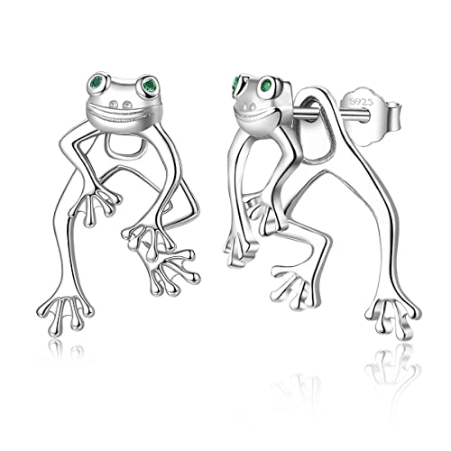 Frosch Ohrringe Damen 925 Sterling Silber Spaß süß Zwei Wege Frosch Ohrstecker Schmuck Geschenke für Damen Mädchen Kinder Frosch Ohrringe Damen 925 Sterling Silber Spaß süß Zwei Wege Frosch Ohrstecker Schmuck Geschenke für Damen Mädchen Kinder von LINSTER