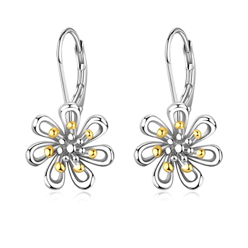 Gänseblümchen Ohrringe Damen 925er Sterlingsilber Blume Brisur Ohrringe Ohrhänger Daisy Schmuck Geschenke für Frauen Mädchen von LINSTER