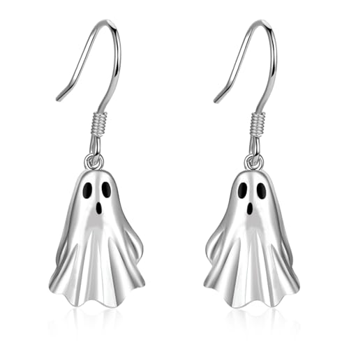 Geister Ohrringe für Damen 925 Sterling Silber Halloween Party Boo Geist Ohrhänger Horror Halloween Ohrringe Schmuck Geschenk für Frauen von LINSTER