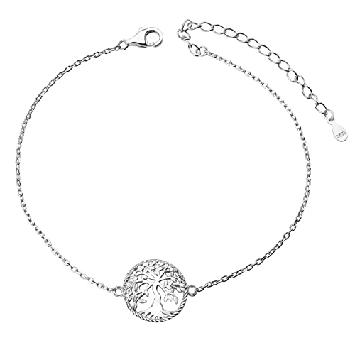 Lebensbaum Fußkettchen S925 Sterling Silber Sommer Barfuß Strand Fusskette Verstellbar Baum des Lebens Fußkette Schmuck Geschenk für Damen von LINSTER