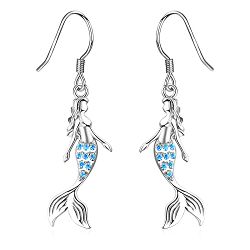 Meerjungfrau Ohrringe Damen 925 Sterling Silber Meerjungfrau Baumeln Ohrringe Ozean Strand Schmuck Meerjungfrau Dekor Meerjungfrau Liebhaber Geschenk für Frauen Mädchen von LINSTER