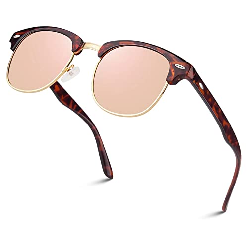 LINVO Polarisiert Sonnenbrille Damen Retro Klassisch Halbrahmen 100% UV400 für Reisen, Fahren und Angeln von LINVO