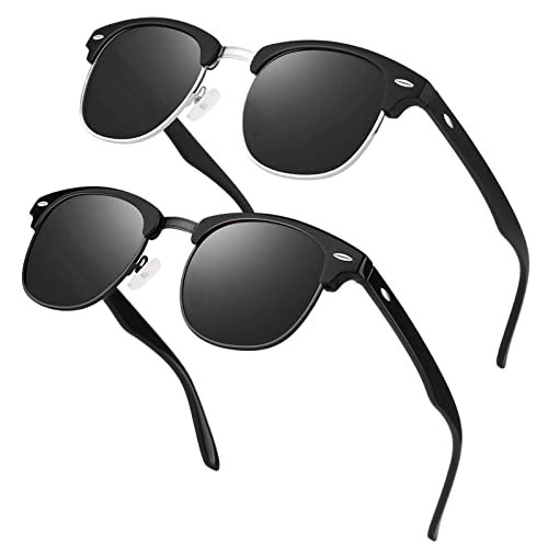 LINVO Polarisiert Sonnenbrille Herren Damen Retro Klassisch Halbrahmen 100% UV400 für Reisen, Fahren und Angeln von LINVO