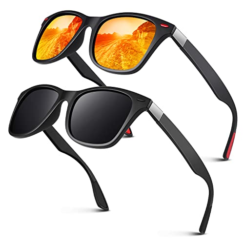 LINVO Sonnenbrille Herren Damen Polarisiert TR90 Superleichtes Retro Eckig Klassisch UV400 Schutz Cat 3 CE von LINVO