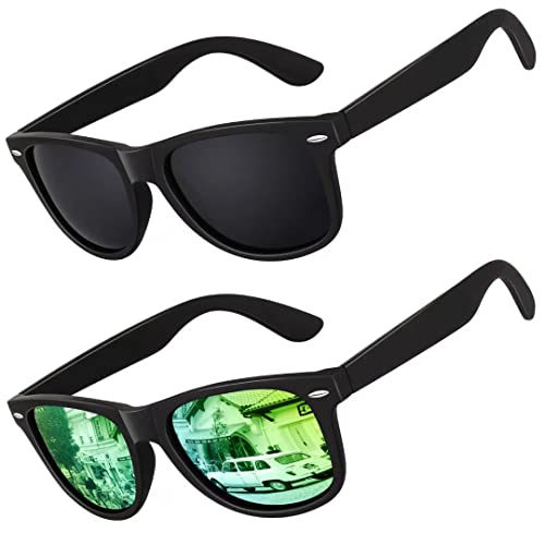 LINVO Sonnenbrille Herren Damen Polarisiert Retro Stil Rechteckig Vintage Klassisch Unisex UV400 Cat 3 CE von LINVO