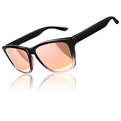 LINVO Sonnenbrille Damen Polarisiert Klassisch,Retro Eckig Sonnenbrille Verspiegelt für Fahren Angeln UV-Schutz von LINVO