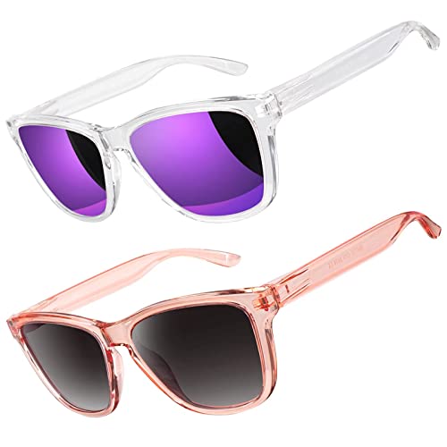 LINVO Sonnenbrille Herren Damen Polarisiert UV400 Klassisch Retro Eckig Sonnenbrille Verspiegelt für Fahren Angeln CAT 3 CE von LINVO