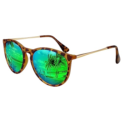 LINVO Sonnenbrille Damen Polarisiert Retro Runde Vintage Designer Stil UV400 Schutz von LINVO