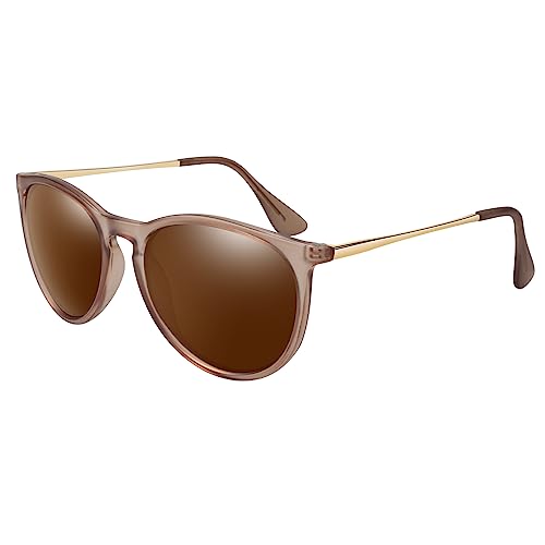 LINVO Sonnenbrille Damen Polarisiert Retro Runde Vintage Designer Stil UV400 Schutz von LINVO