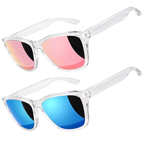 LINVO Sonnenbrille Herren Damen Polarisiert UV400 Klassisch Retro Eckig Sonnenbrille Verspiegelt für Fahren Angeln CAT 3 CE von LINVO