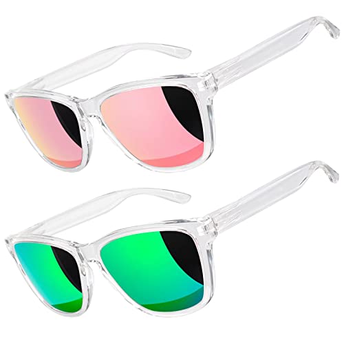 LINVO Sonnenbrille Herren Damen Polarisiert UV400 Klassisch Retro Eckig Sonnenbrille Verspiegelt für Fahren Angeln CAT 3 CE von LINVO
