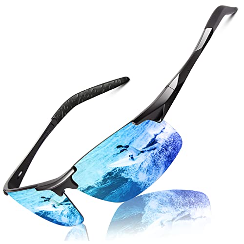 LINVO Polarisiert Sonnenbrille Herren Verspiegelt Sportbrille Ultraleichte Al-Mg UV400-Schutz Männer Fahrerbrille Cat 3 CE von LINVO