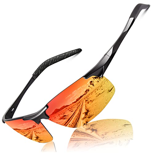 LINVO Polarisiert Sonnenbrille Herren Verspiegelt Sportbrille Ultraleichte Al-Mg UV400-Schutz Männer Fahrerbrille Cat 3 CE von LINVO