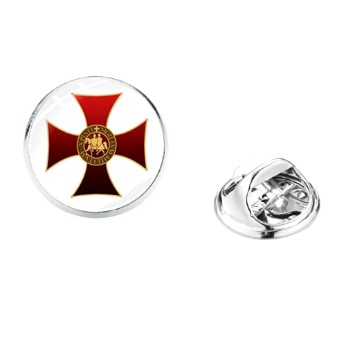 Freimaurerritter-Symbol Broschen Rotes Kreuz Kreuzritter Salomons Zeichen Tempel Kleidung Pins Edelstahl Abzeichen für Herren von LINWEN