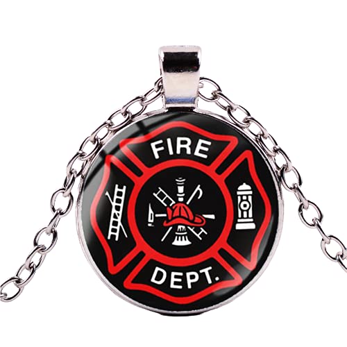 Geschenk für Feuerwehrmann Halskette Feuerwehrmann Ehre Abzeichen Kristall Anhänger Gliederkette Herren Damen Statement Halskette von LINWEN