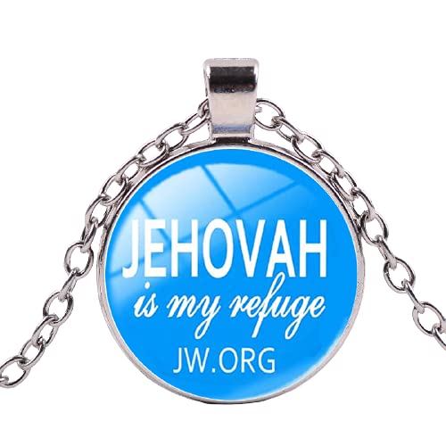 Jehovah Is My Refuge JW.ORG Halskette Jehovas Zeugen einfacher Buchstaben-Anhänger Glaskristall für Männer und Frauen von LINWEN
