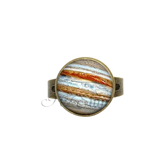 Jupiter Planet Ring Antik Bronze Runde Glaskuppel Verstellbare Ringe Uranus Schmuck Geschenke Mädchen von LINWEN