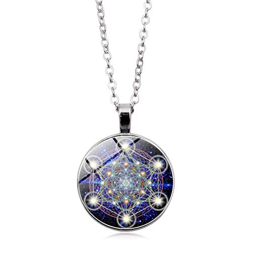 Metatron Cube Anhänger Halskette Heilige Geometrie Blume des Lebens Schmuck Chakra Spirituelle Halskette Frauen Magic Hexagramm Choker von LINWEN